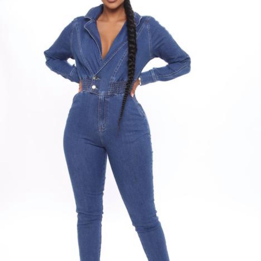 Fashion Nova Darling Denim jumpsuit